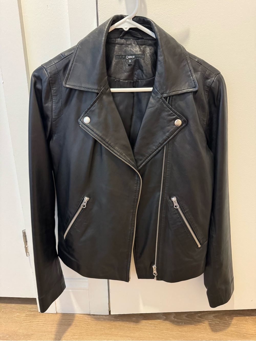 Quince Black Leather Biker Jacket